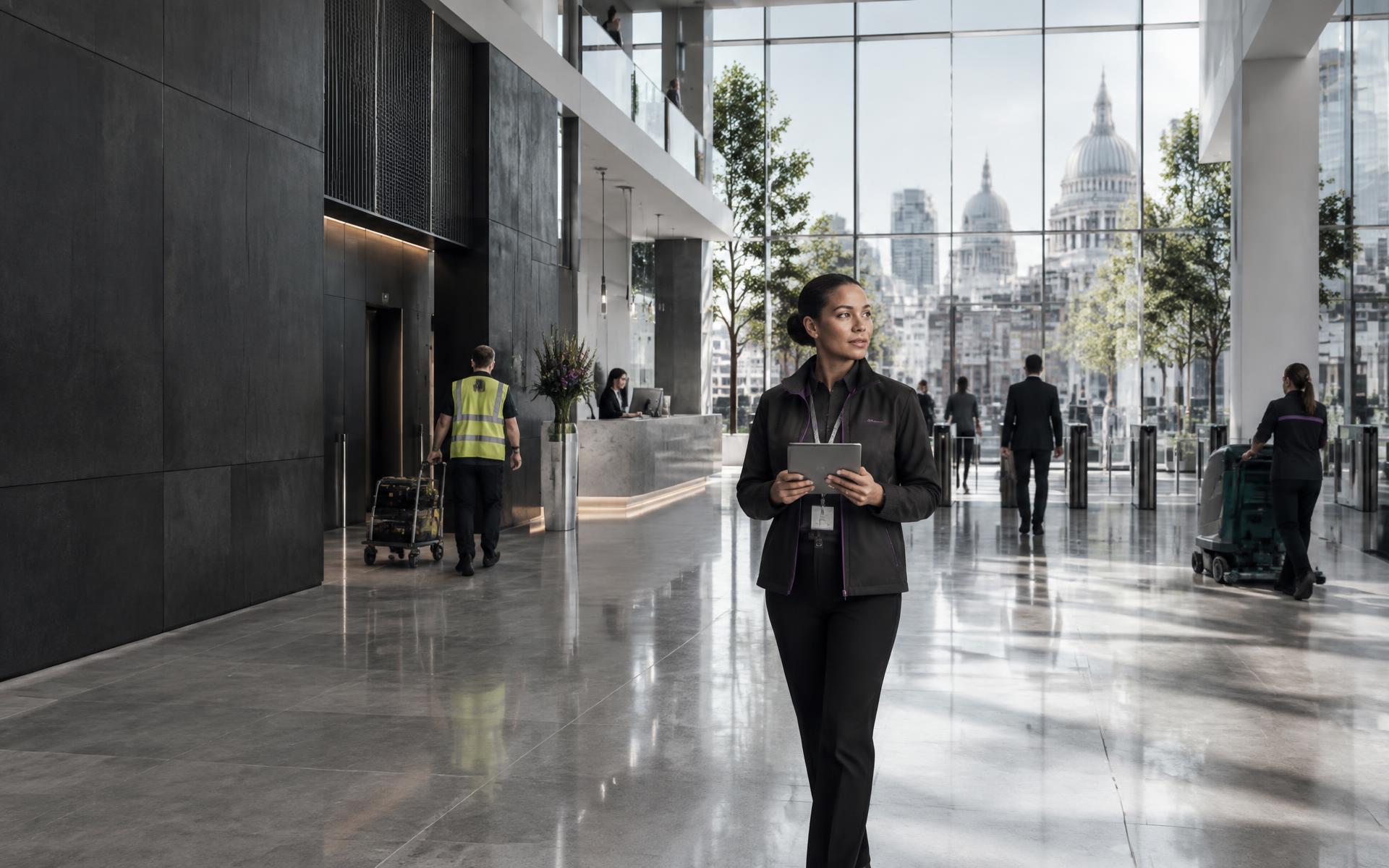 Facilities team operating in a modern commercial property